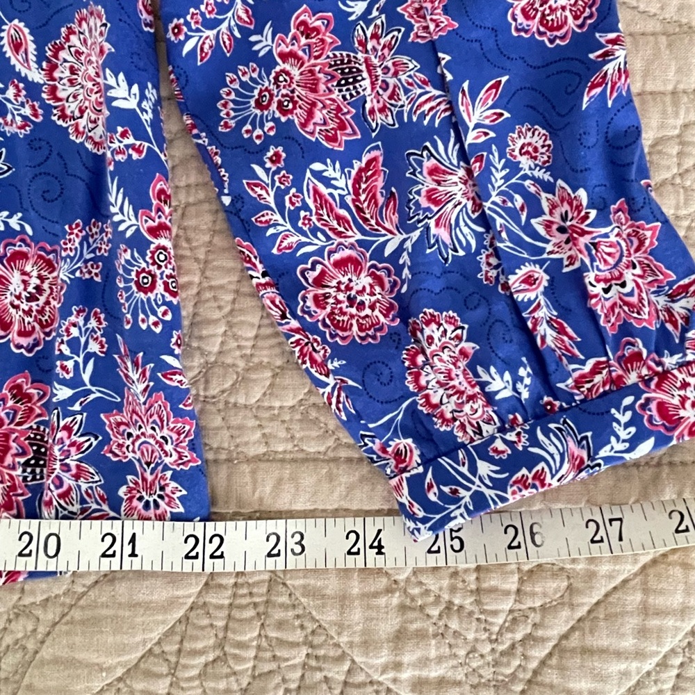 LOFT Blue Floral Long-Sleeve Blouse - Picture 8 of 9